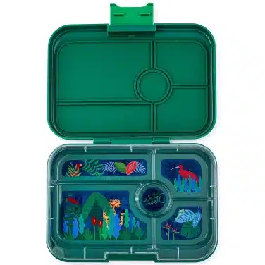 LEAKPROOF - YUMBOX TAPAS GREENWICH GREEN - 5 COMPARTMENT - JUNGLE TRAY - LARGEST BENTO