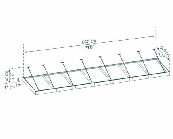 גגון Sophia XL אפור שקוף 1.4x6.6