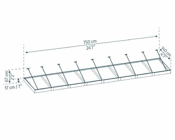 גגון Sophia XL אפור שקוף 1.4X7.5