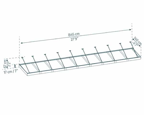 גגון Sophia XL אפור שקוף 1.4X8.5