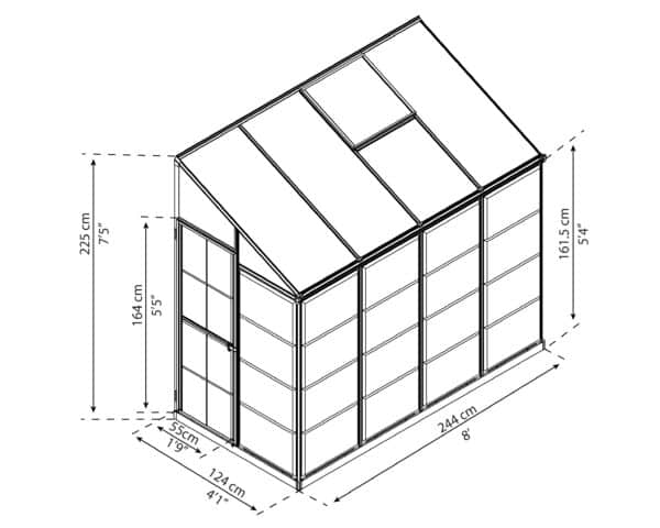 חממה ביתית 1.2X2.4 Lean To כסף הייבריד