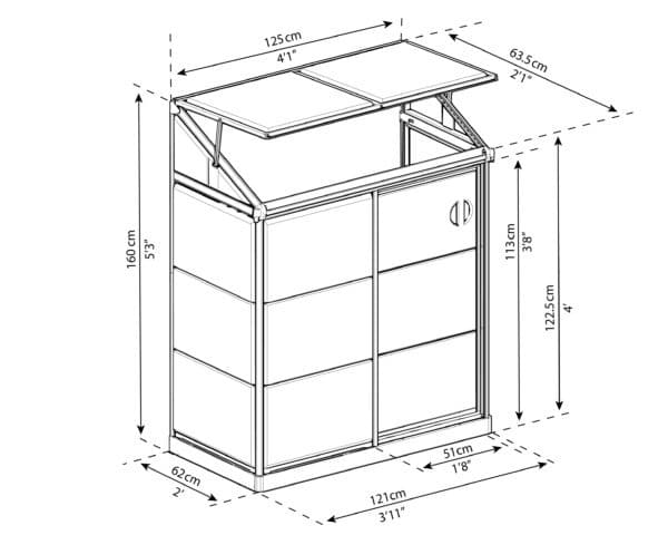 חממה ביתית 0.6x1.3 Lean To כסף שקוף